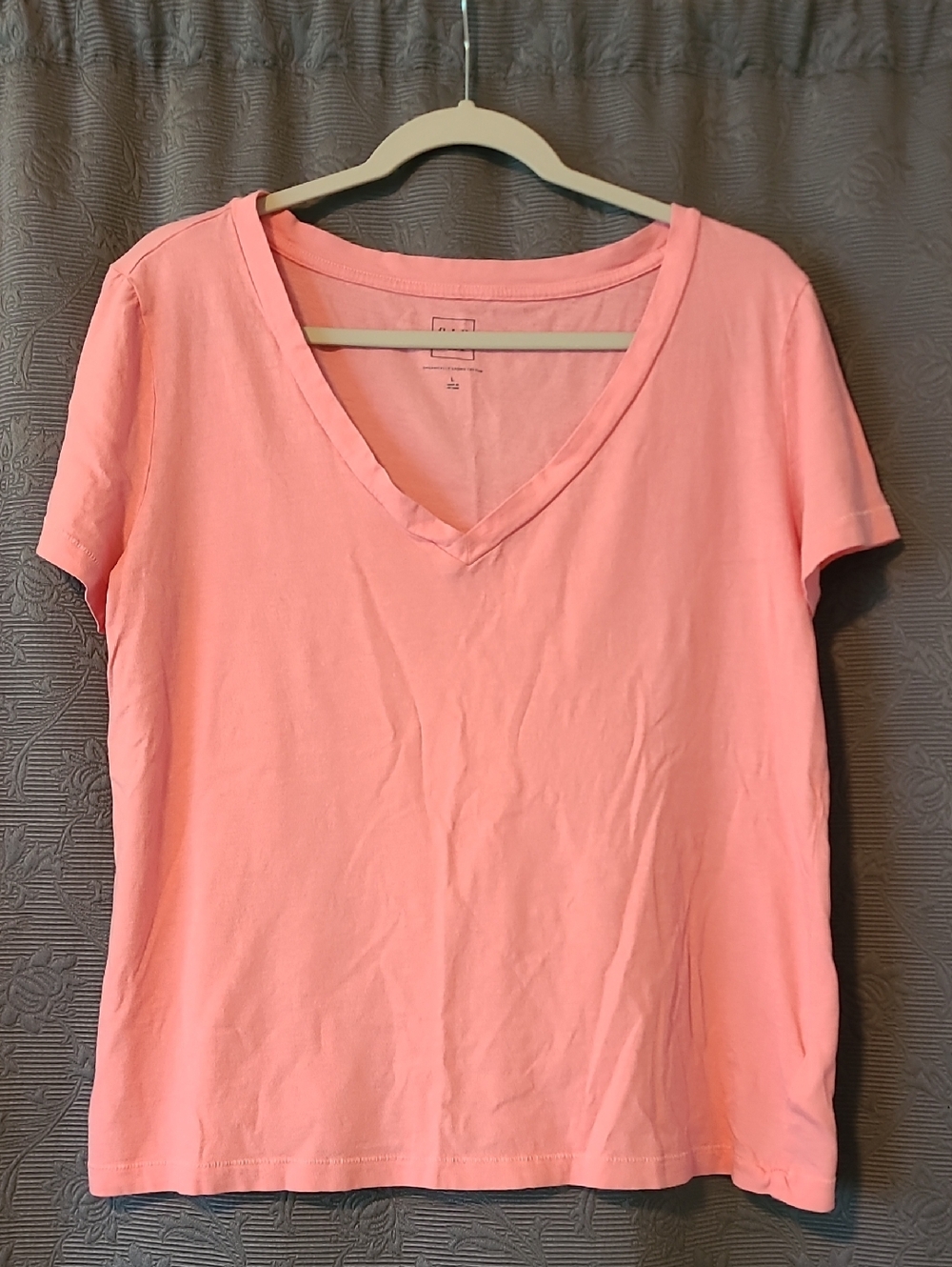 GAP Coral Pink V-Neck Short Sleeve Tee